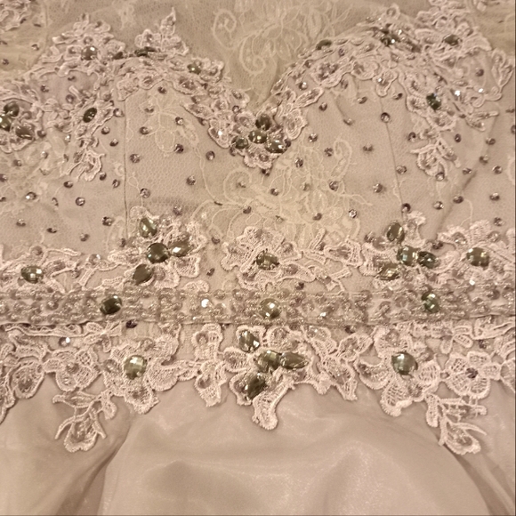 Long Sleeve Formal Lace Maxi Long Sleeve, Clear Jewels, Beads,Sequin, Pleated, 8 - Picture 11 of 16